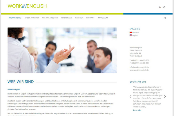 WordPress-Webseite: work-in-english.de  