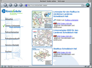 KreisVerkehr Homepage 1999